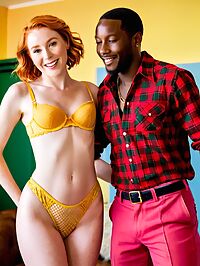 A black man and younger white woman enjoy intimate moment backstage at a reggae concert
